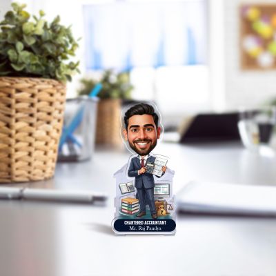 Customized Chartered Accountant (CA) Bobblehead Caricature Standee Desk Decor for CA, Accountants & Finance Professionals Gifts for CA Aspirant & Company CA Battery Powered Moving Head